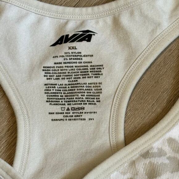 Avia Zip Front Sports Bra XXL Leopard Print Light Grey Racerback Style AV18191 - Picture 3 of 13
